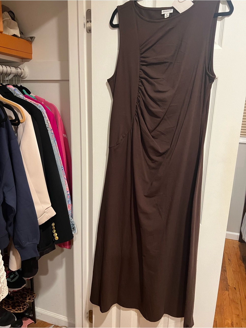 Bailey 44 Brown Sleeveless Maxi Dress with Front Ruching